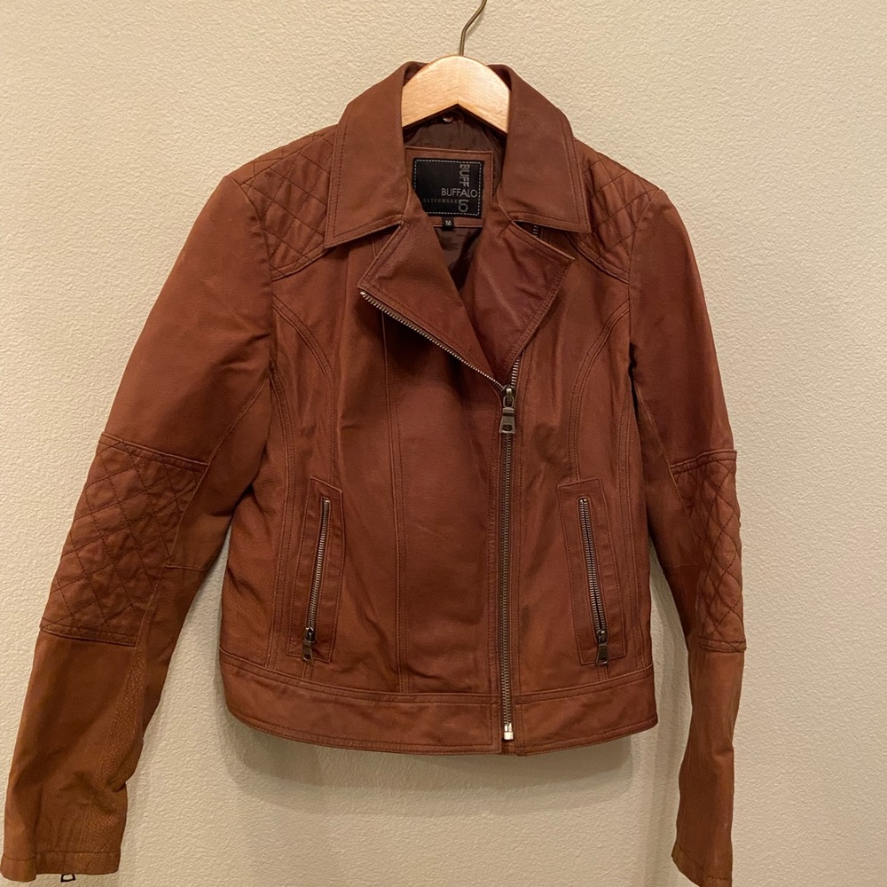 100% Leather motorcycle moto jacket